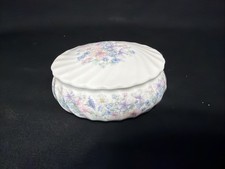Wedgwood Bone China Angela Oval Trinket Box Swirl Floral England Vintage picture