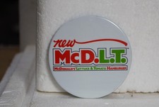 McD.L.T. pin back button fast food McDonalds employee button used picture