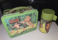 Vintage 1966 Tarzan Metal Lunch Box Aladdin Industries - With Thermos/Cup - NICE picture