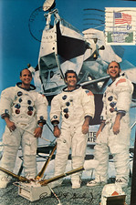 APOLLO 12 CREW PICTURE COLOR POSTCARD -FRONT OF CARD HAS FAINT POSTMARK HOUSTON picture