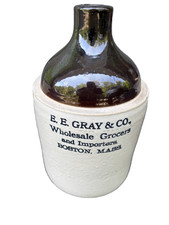 ANTIQUE E E GRAY & CO IMPORTERS & WHOLESALE GROCERS BOSTON MASS STONEWARE JUG picture