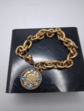 Vintage President's Club Avon Charm Bracelet-Blue Pink Rhinestone-Estate Jewelry picture