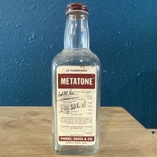 Vintage Parke Davis & Co METATONE Tonic Glass Bottle with Original Label Detroit picture