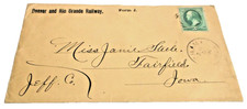 1880's DENVER & RIO GRANDE D&RG USED COMPANY ENVELOPE CHAMA COLORADO picture