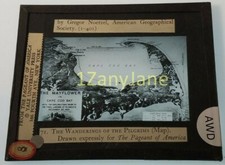 Colored Glass Magic Lantern Slide AWD WANDERING OF THE PILGRIMS NOETZEL MAP picture