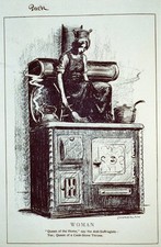 Photo:Puck Woman Suffrage Cartoon 1914 Queen of the Home Cook-Stove Throne picture