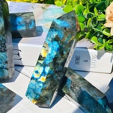 Natural A+ Labradorite Tower Point Hexagon Wand Obelisk Healing Stone Mineral picture