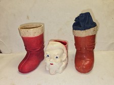 Vintage 1950s Wax Christmas Santa Claus Candy Head,Germany Boot,Photo Tobacco picture