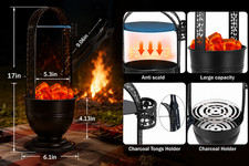 Charcoal Basket Holder with Tongs Heavy Duty Metal Coal Carrier picture