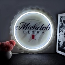 16''x16'' Michelob Ultra Beer Cap Vivid LED Neon Sign With Dimmer USB Powered picture
