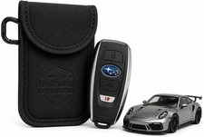 Black RFID Blocking Faraday Pouch & Carabiner – Protects Vehicle Key Fobs 5x3.5