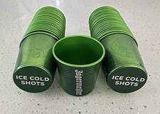 NEW IN BOX JAGERMEISTER COLOR CHANGING SHOT CUPS (50) GREEN ALUMINUM JAGER picture