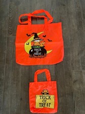 Vintage 1978 Garfield Halloween ORANGE Tote Bags  *1 Large & 1 Small*  Vinyl NEW picture