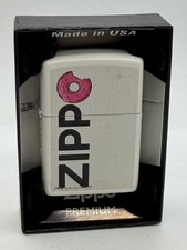 Zippo Logo Donut White Matte 2025 Pink Frosted Zippo Lighter NEW 46240 picture