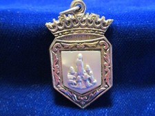 Fatima St Christopher Sliding Locket Medal Portuguese Ins Silvertone 1-3/8