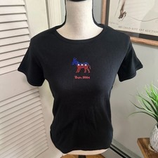 Vintage 2004 Democratic National Convention Tee Womens Large Rhinestone Donkey picture