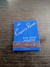 c1938-50s Empire Room Rice Hotel Houston TX Full Unstruck Matchbook picture