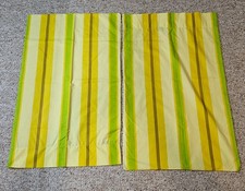 Vintage Sears Perma-Prest Striped Pillowcase Set Retro Yellow Green Brown 2pc picture
