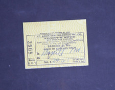1945 SL-SF / Frisco Railroad ticket stub, Sarcoxie, Missouri to Monett, Missouri picture