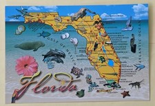 Postcard FL. Florida - The Sunshine State. State Map picture