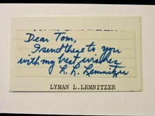 LYMAN L. LEMNITZER (D.1988) U.S. ARMY GENERAL SIGNED CUT  JSA COA picture