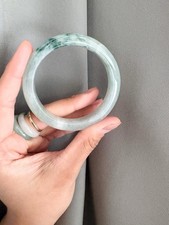 Jade Bangle Green Jadeite Bracelet Size 60mm. Grade A. Vòng cẩm thạch phỉ thuý picture