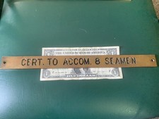 Vintage Original Naval Ship Brass Plaque picture