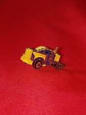 (2) Semi Truck Kenworth Vintage Blue Yellow Hat Trucking Lapel Pin Camion picture