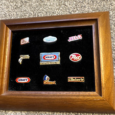 Kraft Foods Advertising Pinback Set Framed Wooden Display (Post Jell-O Baker's) picture