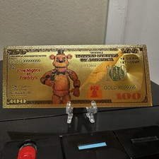 Gold Foil Plated Freddy Fazbear Five Nights At Freddys Banknote Horror Movie picture
