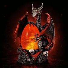 Fire Dragon Glitter Snow Globe, 11.75 Inch Dragon Egg Night Light with Skull ... picture
