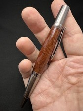 Handmade Amboyna Burl Wood Pen, Antique Silver Pewter Twist, Gift Boxed picture