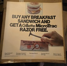 1986 McDonald's Translite Sign Breakfast sandwich grt Gillettee razor 21.75