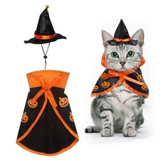 Halloween Cat Costume Cloak Witch One Size, Jack-o'-Lantern & Hat picture