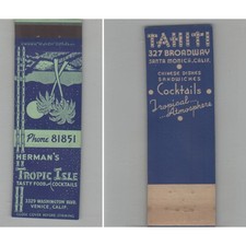 Matchbook Cover Herman's Tropic Isle Venice CA picture