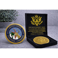United States Strategic Command Challenge Coin USA w/ Retirement Award picture