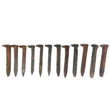 Antique Railroad Spikes Authentic Rusty Patina Industrial Art & Decor, 12 Pc picture
