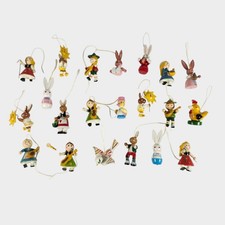 Vintage Erzgebirge Wooden Miniatures Set 21pc Multi Color Folk Art Figures picture