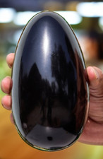 150MM Black Tourmaline Egg Chakra Energy Crystals Healing Schorl Gemstone Egg picture