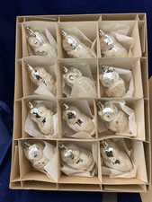 vintage dozen hand blown glass silver owl Christmas ornaments czechoslovakia picture