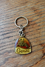 Vtg Gemini Key Chain Zodiac Sign Horoscope Astrology Birthday picture