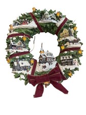 Thomas Kinkade Christmas Village Wreath Lighted 2005 The Hamilton Collection picture