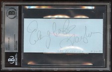 Elizabeth Taylor signed autograph on 6-23-47 at CBS Playhouse 2x5 cut BAS Slab picture