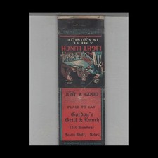 Matchbook Cover 1930s Diamond Quality Gordon's Grill & Lunch Scotts Bluff, NE picture