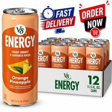 V8 +Energy Sparkling Orange Pineapple Juice Energy Drink 11.5 fl oz Can 12 Pack picture