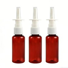 12PCS 30ml 1oz Refillable Amber Plastic Fine Mist Nasal Spray Bottles picture