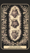 Hearts of Jesus, Mary, and Joseph Prayer Card, LAMINATED 5-pack picture