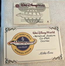 GET BOTH WDW Old Rare Version 1996 Walt Disney World Monorail Co-Pilot License picture