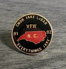 1991-1992 NC VFW North Carolina Cmdr Jake LaBAR Lapel Pin Vintage Veterans War picture