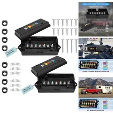 2PC 7 Port Trailer Electrical Junction Box Color Coded Terminal Studs Waterproof picture